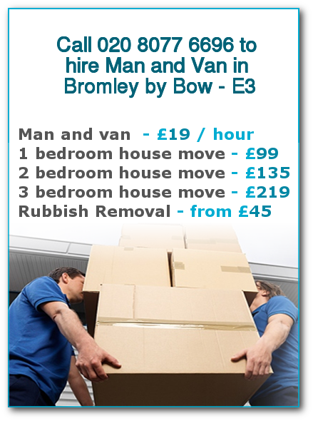 Man & Van Prices for London, Bromley by Bow